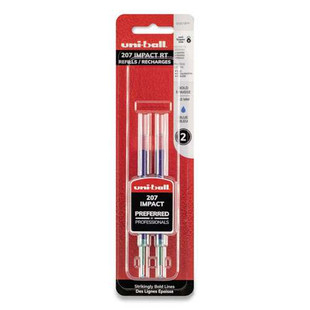 Refill For Gel 207 Impact Rt Roller Ball Pens, Bold Conical Tip, Blue Ink, 2/pack