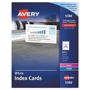 Printable Index Cards With Sure Feed, Unruled, Inkjet/laser, 3 X 5, White, 150 Cards, 3 Cards/sheet, 50 Sheets/box