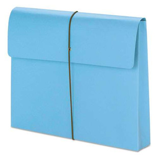 Expanding Wallet W/ Elastic Cord, 2" Expansion, 1 Section, Letter Size, Blue, 10/box