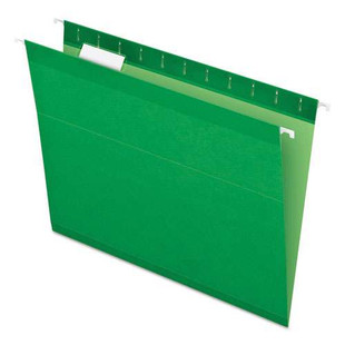 Colored Reinforced Hanging Folders, Letter Size, 1/5-cut Tab, Bright Green, 25/box