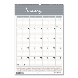 Bar Harbor Recycled Wirebound Monthly Wall Calendar, 15.5 X 22, White/blue/gray Sheets, 12-month (jan-dec): 2025