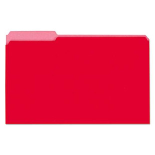 Interior File Folders, 1/3-cut Tabs: Assorted, Legal Size, 11-pt Stock, Red, 100/box