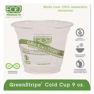 Greenstripe Renewable And Compostable Cold Cups, 9 Oz, Clear, 50/pack, 20 Packs/carton