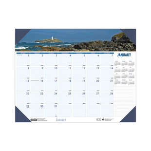 Earthscapes Recycled Monthly Desk Pad Calendar, Coastlines Photos, 22 X 17, Black Binding/corners,12-month (jan-dec): 2025