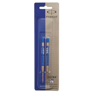 Refill For Parker Retractable Gel Ink Roller Ball Pens, Medium Conical Tip, Blue Ink, 2/pack