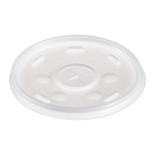 Plastic Lids For Foam Cups, Bowls And Containers, Flat With Straw Slot, Fits 6-14 Oz, Translucent, 1,000/carton