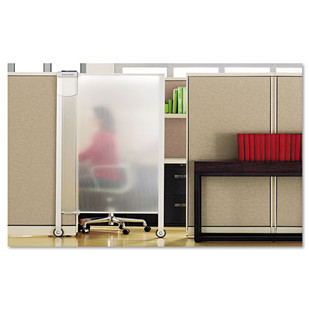 Premium Workstation Privacy Screen, 38w X 64d, Translucent Clear/silver