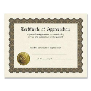 Ready-to-use Certificates, Appreciation, 11 X 8.5, Ivory/brown/gold Colors With Brown Border, 6/pack