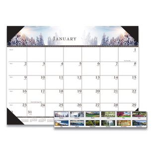 Recycled Full-color Monthly Desk Pad Calendar, Nature Photography, 22 X 17, Black Binding/corners,12-month (jan To Dec): 2024