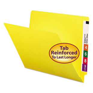 Shelf-master Reinforced End Tab Colored Folders, Straight Tabs, Letter Size, 0.75" Expansion, Yellow, 100/box