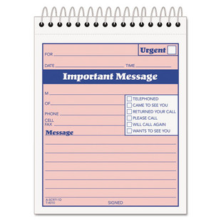 Telephone Message Book With Fax/mobile Section, Two-part Carbonless, 4.25 X 5.5, 1/page, 50 Forms