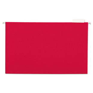 Deluxe Bright Color Hanging File Folders, Legal Size, 1/5-cut Tab, Red, 25/box