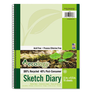 Ecology Sketch Diary, 60 Lb Stock, Green Cover, 11 X 8.5, 70 Sheets