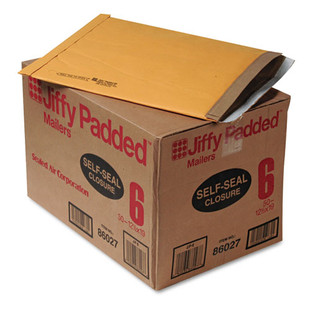 Jiffy Padded Mailer, #6, Paper Lining, Self-adhesive Closure, 12.5 X 19, Natural Kraft, 50/carton