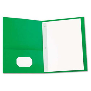 Two-pocket Portfolios With Tang Fasteners, 0.5" Capacity, 11 X 8.5, Green, 25/box