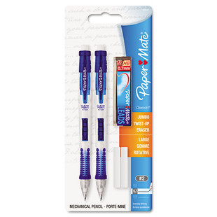 Clear Point Mechanical Pencil, 0.7 Mm, Hb (#2.5), Black Lead, Randomly Assorted Barrel Colors, 2/pack