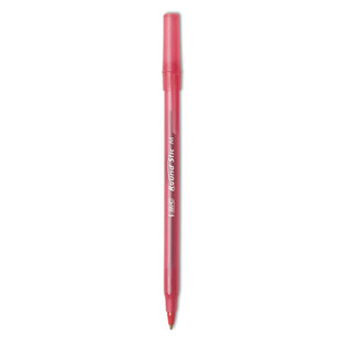 Round Stic Xtra Life Ballpoint Pen, Stick, Medium 1 Mm, Red Ink, Translucent Red Barrel, Dozen