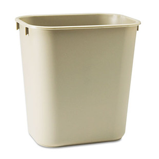 Deskside Plastic Wastebasket, Rectangular, 3.5 Gal, Beige