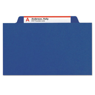 Six-section Pressboard Top Tab Classification Folders With Safeshield Fasteners, 2 Dividers, Letter Size, Dark Blue, 10/box