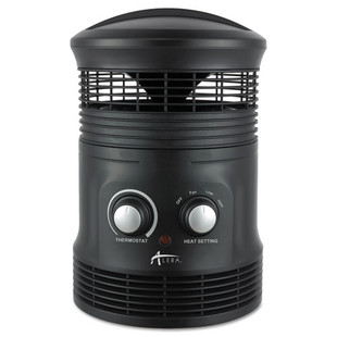 360 Deg Circular Fan Forced Heater, 8" X 8" X 12", Black