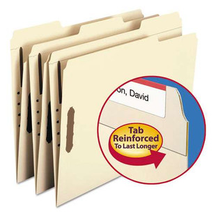 Top Tab Fastener Folders, 1/3-cut Tabs: Assorted, 2 Fasteners, Letter Size, 11-pt Manila Exterior, 50/box