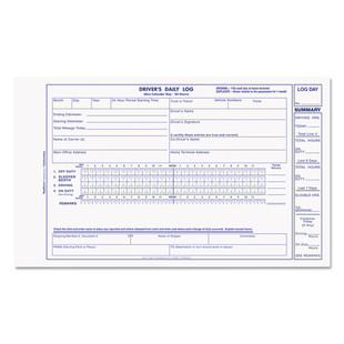 Driver's Daily Log, Two-part Carbonless, 8.75 X 5.38, 1/page, 31 Forms