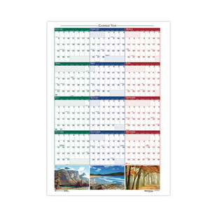 Earthscapes Recycled Reversible/erasable Yearly Wall Calendar, Nature Photos, 24 X 37, White Sheets, 12-month (jan-dec): 2024