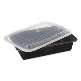 Newspring Versatainer Microwavable Containers, 38 Oz, 6 X 8.5 X 2, Black/clear, 150/carton