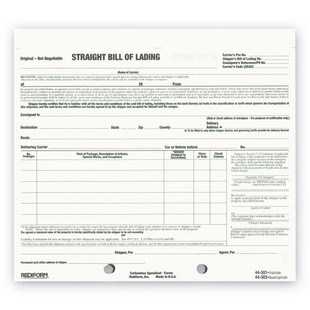 Bill Of Lading Short Form, Three-part Carbonless, 7 X 8.5, 1/page, 250 Forms