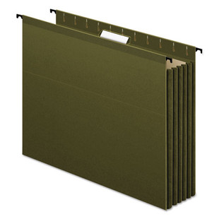 Surehook Hanging Pocket File, Letter Size, 1/5-cut Tab, Standard Green, 4/pack