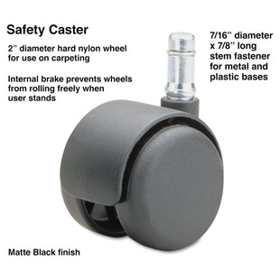 Safety Casters, Standard Neck, Nylon, B Stem, 110 Lbs/caster, 5/set