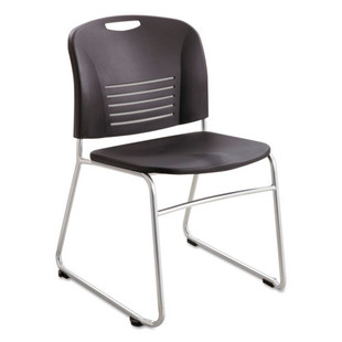 Vy Series Stack Chairs, Supports Up To 350 Lb, Black Seat/back, Silver Base, 2/carton