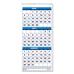 Recycled Three-month Format Wall Calendar, Vertical Orientation, 8 X 17, White Sheets, 14-month (june To July): 2023 To 2024