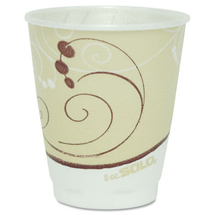 Trophy Plus Dual Temperature Insulated Cups In Symphony Design, 8 Oz, Beige, 100/pack