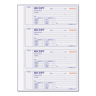 Receipt Book,two-part Carbonless, 7 X 2.75, 4/page, 400 Forms