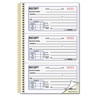 Money Receipt Book, Two-part Carbonless, 5 X 2.75, 3/page, 225 Forms