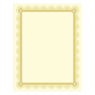 Premium Certificates, 8.5 X 11, Ivory/gold With Spiro Gold Foil Border,15/pack