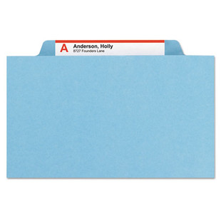 Six-section Pressboard Top Tab Classification Folders With Safeshield Fasteners, 2 Dividers, Letter Size, Blue, 10/box