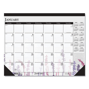 Recycled Desk Pad Calendar, Wild Flowers Artwork, 22 X 17, White Sheets, Black Binding/corners,12-month (jan-dec): 2025