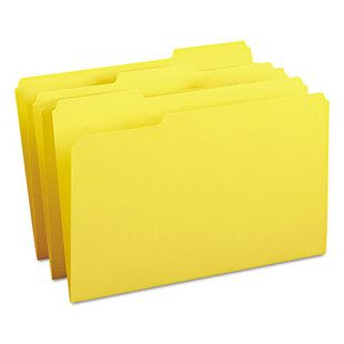 Colored File Folders, 1/3-cut Tabs: Assorted, Legal Size, 0.75" Expansion, Yellow, 100/box