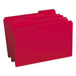 Colored File Folders, 1/3-cut Tabs: Assorted, Legal Size, 0.75" Expansion, Red, 100/box