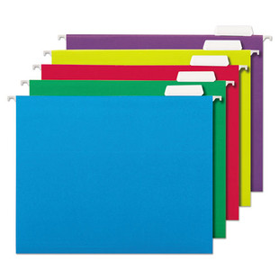 Deluxe Bright Color Hanging File Folders, Letter Size, 1/5-cut Tab, Assorted, 25/box