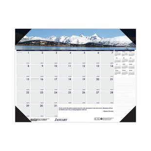 Earthscapes Recycled Monthly Desk Pad Calendar, Mountains Of The World Photos, 22 X 17, Black Corners,12-month(jan-dec): 2024