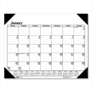 Recycled One-color Refillable Monthly Desk Pad Calendar, 22 X 17, White Sheets, Black Binding/corners,12-month(jan-dec): 2024