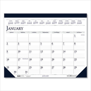 Recycled Two-color Monthly Desk Pad Calendar, 18.5 X 13, Perforated White/blue/gray Sheets, 12-month (jan-dec): 2026