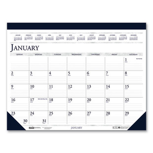 Recycled Two-color Monthly Desk Pad Calendar, 22 X 17, Perforated White/blue/gray Sheets, 12-month (jan-dec): 2026