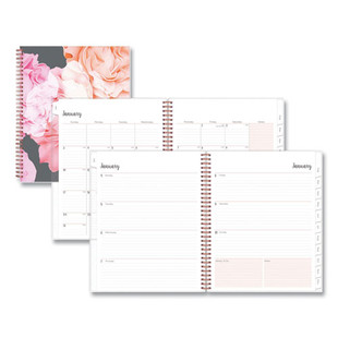 Joselyn Weekly/monthly Planner, Floral Artwork, 11 X 8.5, Pink/peach/black Cover, 12-month (jan To Dec): 2025