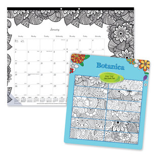 Monthly Desk Pad Calendar, Monthly Coloring Artwork, 22 X 17, Black Binding, Clear Corners, 12-month (jan To Dec): 2026