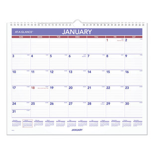 Monthly Wall Calendar, 15 X 12, White/red/blue Sheets, 12-month (jan To Dec): 2026