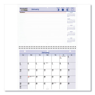Quicknotes Desk/wall Calendar, 3-hole Punched, 11 X 8, White/blue/yellow Sheets, 12-month (jan To Dec): 2024